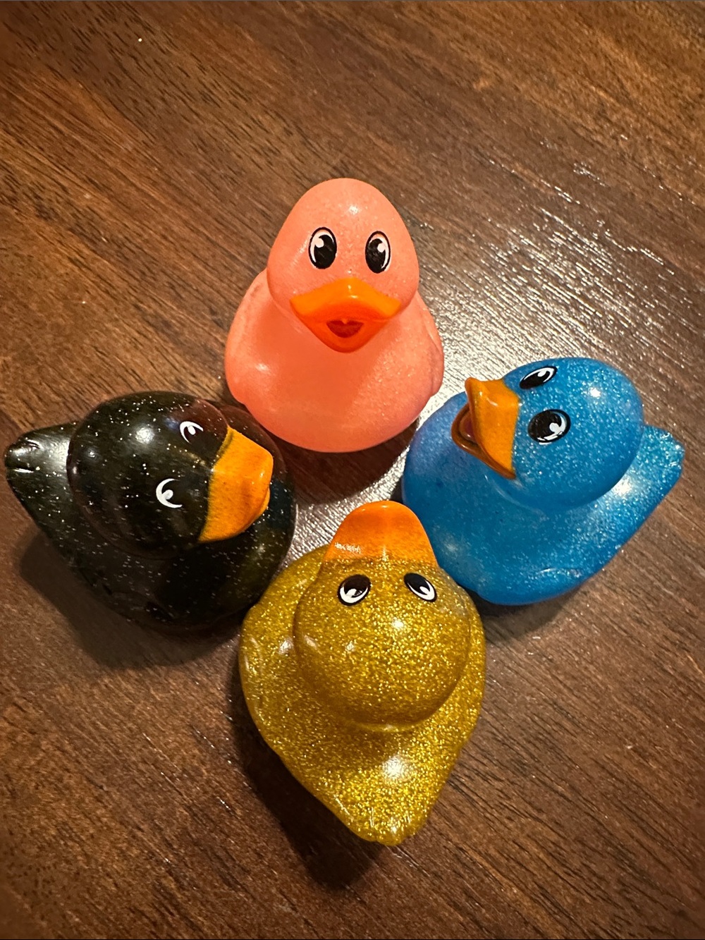 Colorful Glitter Rubber Duck Set - Pink, Blue, Gold, Black